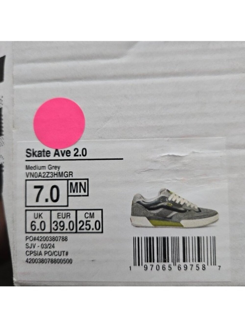 Vans Skate Pro Ave 2 Men Size 7 Medium Grey And White Ultimate waffle 0826 - Picture 8 of 8